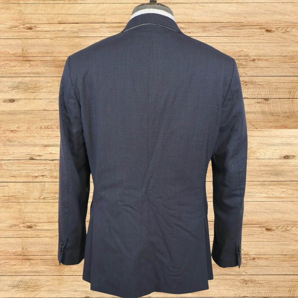 Banana Republic Tailored Fit Suit Jacket Mens 40R Navy Blue 100% Wool Check